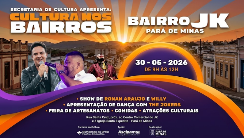 Cultura nos Bairros movimenta o bairro JK com música, dança e atrações culturais neste sábado
